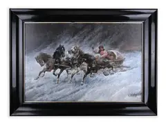 Horse-Drawn Carriage in Gallop by Adolf Baumgartner-Stoiloff, 19th century, Oil on canvas, sold Oct 2021