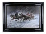 Adolf Baumgartner-Stoiloff, Horse-Drawn Carriage in Gallop, 19th century, Oil on canvas