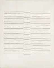Walter Leblanc, Twisted Strings, 23F X 1026, 1960, Fäden, gespannt und gedreht und Latexfarbe auf Leinwand