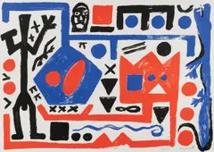 A. R. Penck, Ohne Titel, 1986, Farbserigrafie auf leichtem Karton