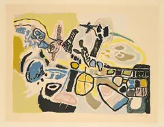 Guillaume Cornelis van Beverloo, Lieu propice aux papillons, 1962, Farblithografie auf BFK RIVES (Wasserzeichen)