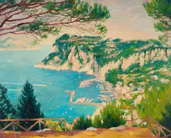 André Vignoles, "Capri, Vue d'Anacapri", Öl auf Leinwand