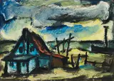Karl Eulenstein, Einsames Fischerhaus, Tempera auf Karton