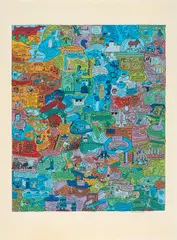 Öyvind Fahlström, Column no. 4 (IB-affair), 1974, Farbserigrafie auf Velin