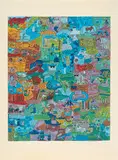 Öyvind Fahlström, Column no. 4 (IB-affair), 1974, Farbserigrafie auf Velin