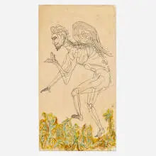 George Herms, Untitled, 1966, ink and colored pigment on paper