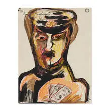 George Herms, Deputy Poundmaster, c. 1965, ink and pastel on paper