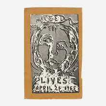 George Herms, Reed Lives, 1965, photo fluid drawing mounted on cardboard