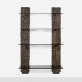 Sculpted Bronze wall-mounted bookshelves, model PE-118 by Paul Evans, sold Jul 2022