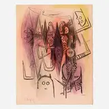 Wifredo Lam, Clairière (from the Pleni Luna portfolio), 1974, lithograph in colors on Arches