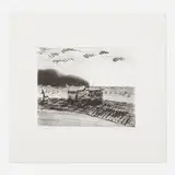 Carlos Almaraz, Beach Crash, 1983, etching and aquatint with hand-drawn elements
