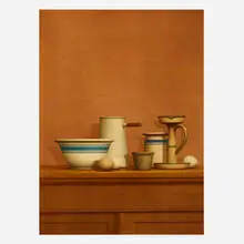 William H. Bailey, Still Life with Eggs, Candlestick and Bowl, 1976, collotype on paper