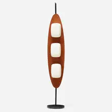 Goffredo Reggiani, Floor lamp, c. 1960, teak, frosted glass, marble, enameled steel