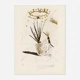 Prudentiane (from Les Amours Jaunes suite) by Salvador Dalí, 1974, drypoint etching with gold flakes on Arches, sold Jul 2022