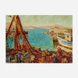 Margaret Frances Robinson, Untitled (Port Scene), oil on board