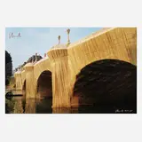 Christo, Le Pont Neuf Wrapped, 1985, offset lithograph in colors, fabric swatch