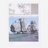 Christo, Wrapped Trees II, 1998, offset lithograph in colors, fabric swatch