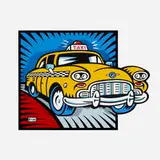 Burton Morris, Taxi State II, 2000, screenprint onwood relief