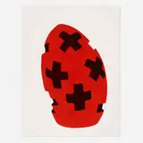 David Nash, Black Crossed Red Egg, 2003, pastel pochoir on paper
