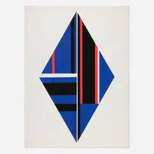 Blue Diamond (from the 1776 USA 1976: Bicentennial Prints portfolio) by Ilya Bolotowsky, screenprint in colors on Arches, sold Nov 2024