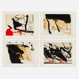 Jim Bird, Coming Back for My Wings; Red Top; Celt; Coach of Black Water (four works from the Linea series), lithograph in colors