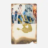Korakrit Arunanondchai, Memories for LAXART, 2015, gold foil, burnt archival inkjet print
