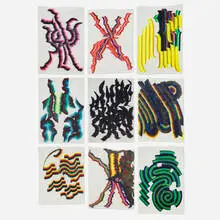 Kerstin Brätsch, Glow Rod Tanning with....Home Kit Box (XS) Version, 2012, offset print on PVC film, magnets, metal bar, box
