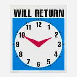 Jamie Isenstein, Will Return (clock), 2005, printed plastic, cardboard, steel