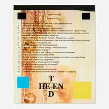 Paul Chan, Wht is the nture of lw (from the Artists Space Annual Edition Portfolio 2012), inkjet print with screenprint in colors