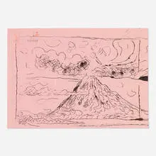 Billy Childish, Volcano, 2011, Gestetner duplicator print on pink recycled paper