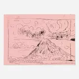 Billy Childish, Volcano, 2011, Gestetner duplicator print on pink recycled paper