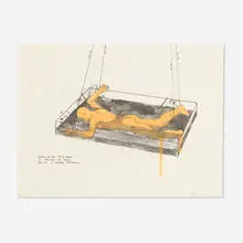 Roxy Paine, Man Lying Face Down in a Trough of Mud Having a Temper Tantrum (from the Way Cool, Exit Art portfolio), 1995, screenprint with hand-coloring