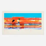 James Rosenquist, Window Washer Glass House, 1978, intaglio in colors and relief print with embossing and hand-coloring applied with a rubber tire on Pescia Italia