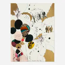 Yinka Shonibare, It's My Party/Fabric-ation, 2013, offset lithograph in colours with hand-finished fabric collage and gold leaf gilding on Somerset