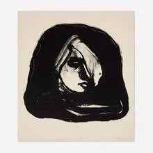 Variation Head IV by Nathan Oliveira, 1964, lithograph, sold Nov 2024