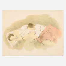 Adolescents (from the Conspiracy: The Artist as Witness portfolio) by Raphael Soyer, 1971, lithograph in colors on Arches, sold Nov 2024