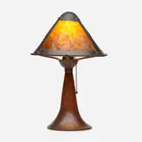 attribution Dirk van Erp, Table lamp, hammered copper, mica