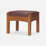 Stool, model 394 by L. & J.G. Stickley, c. 1915, oak, vinyl, painted brass, sold Oct 2022