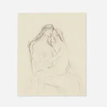 Mother and Daughter by Arthur Beecher Carles, graphite on paper, sold Oct 2022