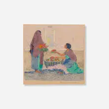 May Gearhart, Flower Seller, etching in colors