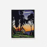 William S. Rice, Lamplight - Oakland, woodcut in colors