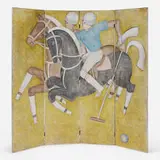 Waylande Gregory, Unique Polo folding screen, c. 1935, crayon and watercolor on paper on board