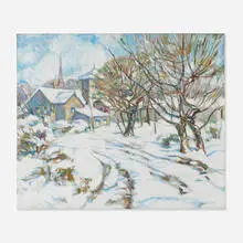 Emil O. Thulin, Winter Town Scene, oil on canvas