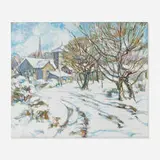 Emil O. Thulin, Winter Town Scene, oil on canvas