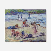 Francesco J. Spicuzza, Beach Scene, oil on panel