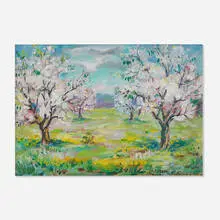Francesco J. Spicuzza, Spring Landscape with Cherry Blossoms, oil on board