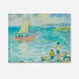 Francesco J. Spicuzza, Two Figures Fishing and Sailboats
