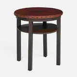 Lamp table, model 508 by L. & J.G. Stickley, oak, leather, iron, sold Oct 2022