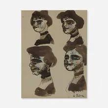 Auguste Chabaud, Four Studies, ink on paper
