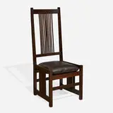 Tall-back spindle chair, model 384 by Gustav Stickley, sold Oct 2022